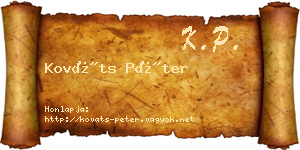 Kováts Péter névjegykártya